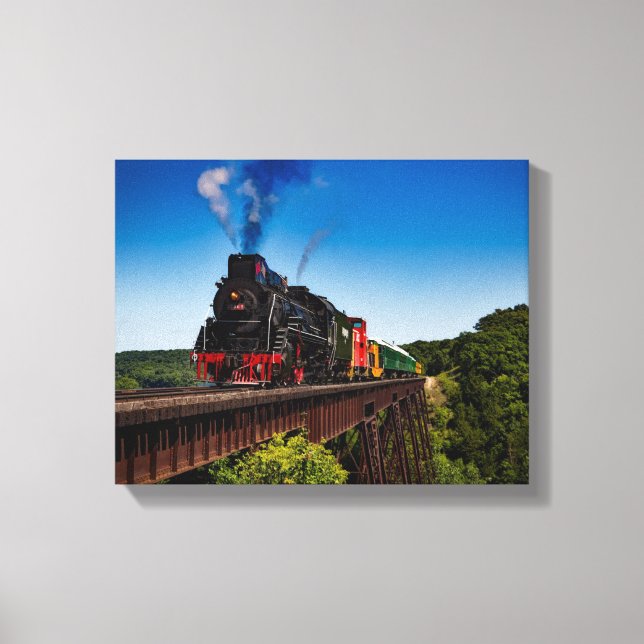 Beautiful Steam Locomotive Over a Bridge JS8419 Canvas Print (Front)
