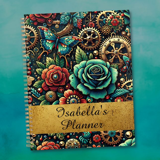 Beautiful Steampunk Themed Gears and Roses   Planner (Creator Uploaded)