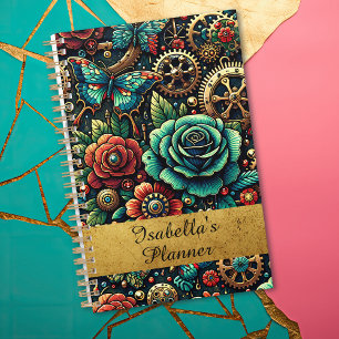 Beautiful Steampunk Themed Gears and Roses Planner