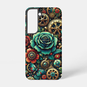 Beautiful Steampunk Themed Gears and Roses Samsung Galaxy Case