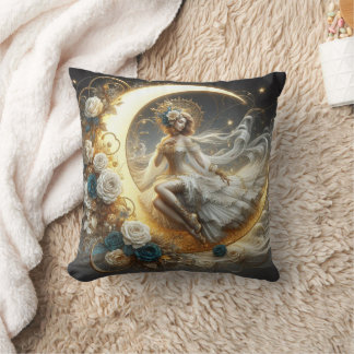 Beautiful Steampunk Woman on the Moon Cushion