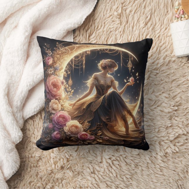 Beautiful Steampunk Woman on the Moon Cushion (Blanket)