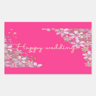 Beautiful sticker, greeting, holiday, gift, pink rectangular sticker
