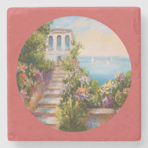 Beautiful Stone Stairway Fine Art Coaster