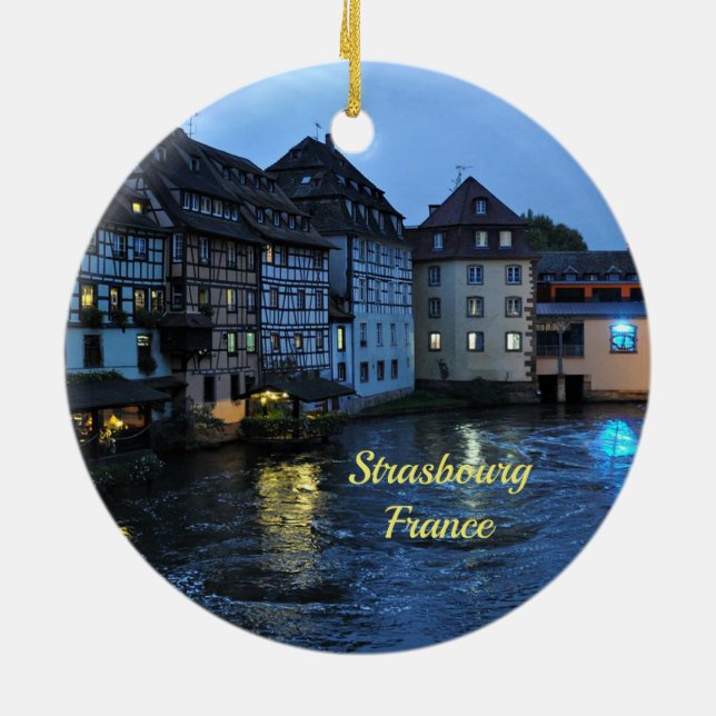 Beautiful Strasbourg, France Ceramic Tree Decoration (Back)