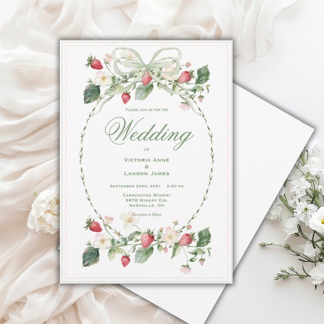 Beautiful Strawberries Elegant Wedding Invitation (Creator Uploaded)