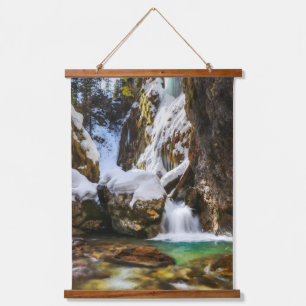 Beautiful stream in Gozd Martuljek end of winter  Hanging Tapestry