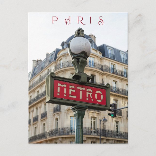 Beautiful Street Metro Sign Paris City Close Up Postcard (Front)