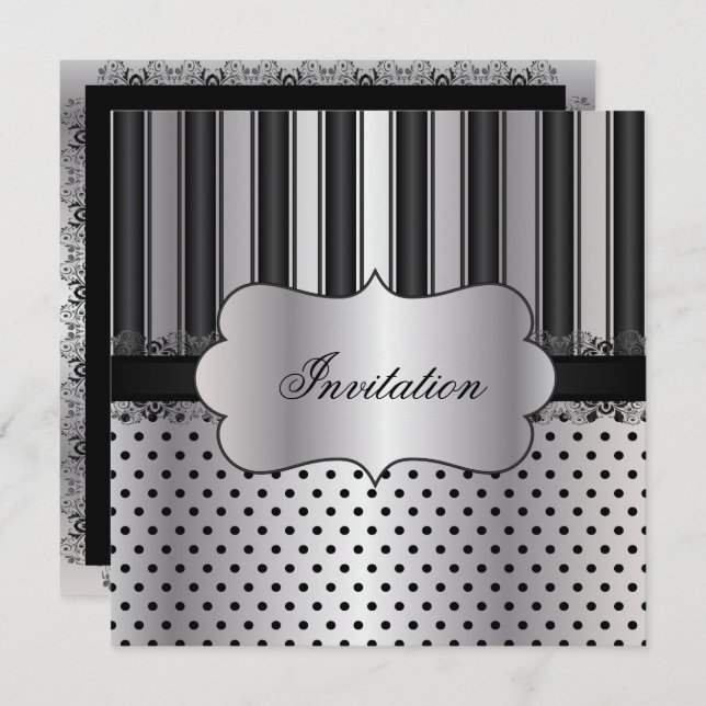 Beautiful Stripe Silver | Any Occasion Invitation (Front/Back)