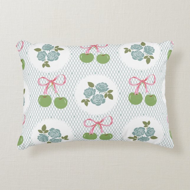 Beautiful stunning lace background blue green decorative cushion (Front)