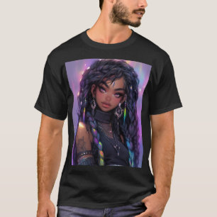 Beautiful Stylish Braided Hair Anime Girl T-Shirt