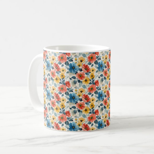 Beautiful Stylish Romantic Spring Girly Flowers  Coffee Mug (Front Left)