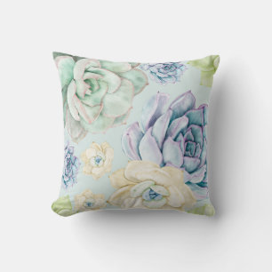 beautiful succulent flower watercolor seamless cushion