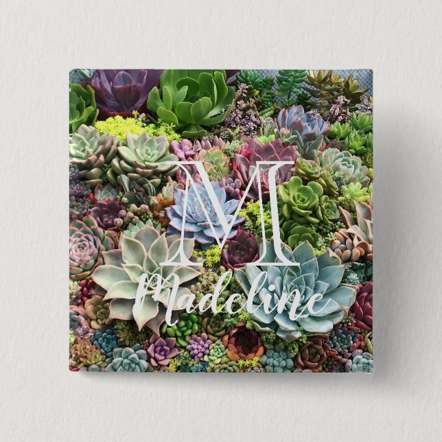 Beautiful Succulents 15 Cm Square Badge (Front)