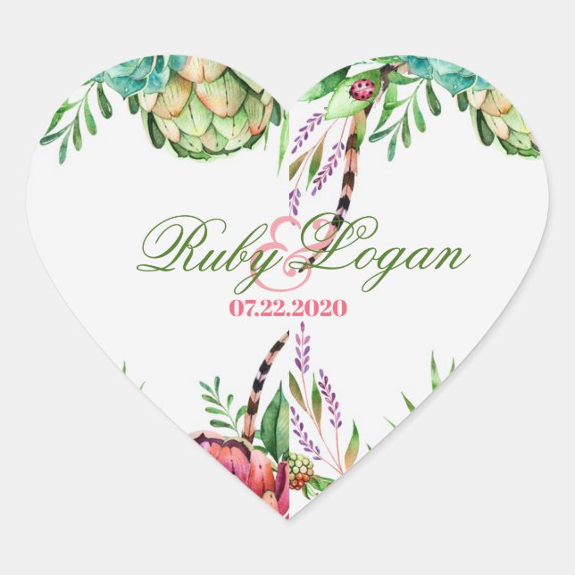 Beautiful Succulents Wedding Stickers (Front)