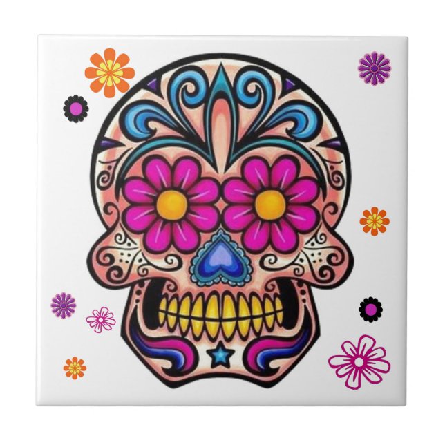 Beautiful Sugar Skull Tile (Front)