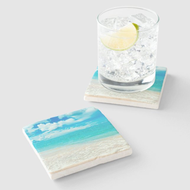 Beautiful Summer Beach Stone Coaster (Side)