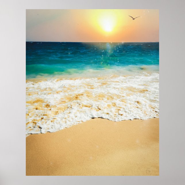 Beautiful Summer Beach Sunset Photo Poster (Front)