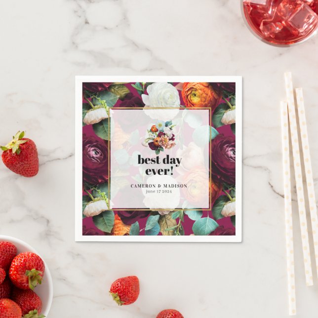 Beautiful Summer Flower Wedding Napkins (Insitu)