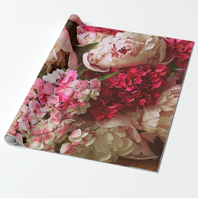 Beautiful summer flowers. Bouquet of pink peony an Wrapping Paper (Unrolled)
