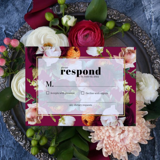 Beautiful Summer Flowers Wedding Suite  RSVP Card (Creator Uploaded)