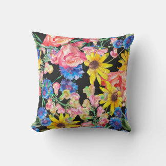 Beautiful Summer flowers with roses. Floral seamle Cushion