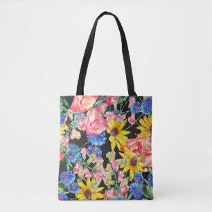 Beautiful Summer flowers with roses. Floral seamle Tote Bag