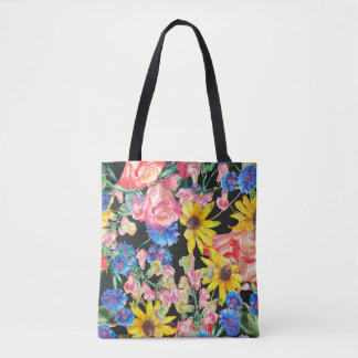 Beautiful Summer flowers with roses. Floral seamle Tote Bag
