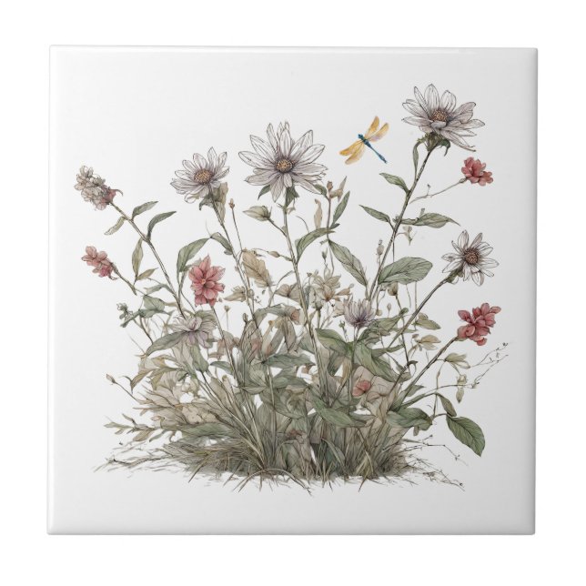 Beautiful Summer Wildflowers  Tile (Front)