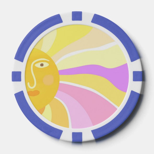 beautiful sun abstract painting poker chips (Front)