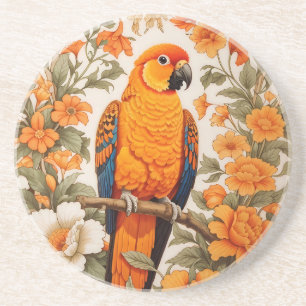 Beautiful Sun Conure William Morris Inspired Coaster