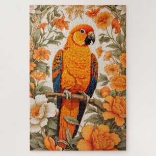 Beautiful Sun Conure William Morris Inspired Jigsaw Puzzle