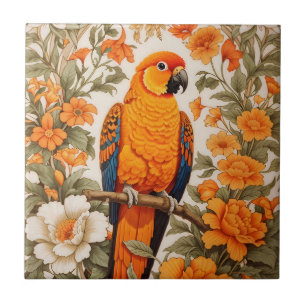 Beautiful Sun Conure William Morris Inspired Tile