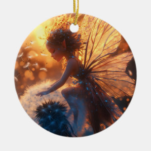 Beautiful Sun Fairy with Dandelion Ceramic Tree Decoration