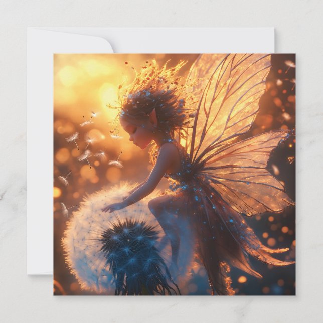 Beautiful Sun Fairy with Dandelion Holiday Card (Front)