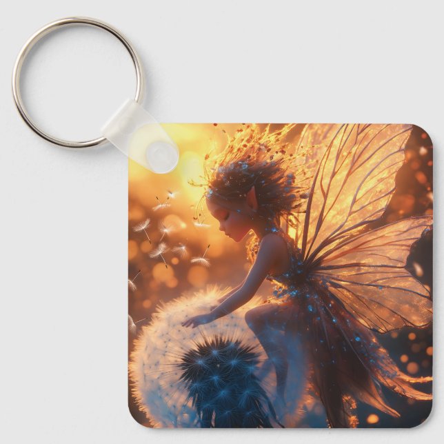 Beautiful Sun Fairy with Dandelion Key Ring (Front)