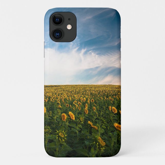 beautiful sun flowers field with cloudy blue sky a Case-Mate iPhone case (Back)