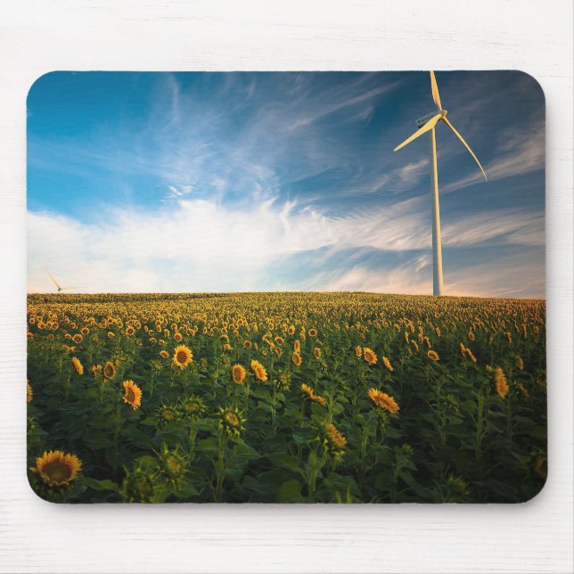 beautiful sun flowers field with cloudy blue sky a mouse pad (Front)