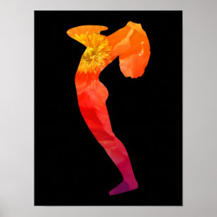 Beautiful Sun Salutation in Orange and Red   Yoga Poster