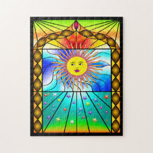 Beautiful Sun Stained Glass Church Window Puzzle