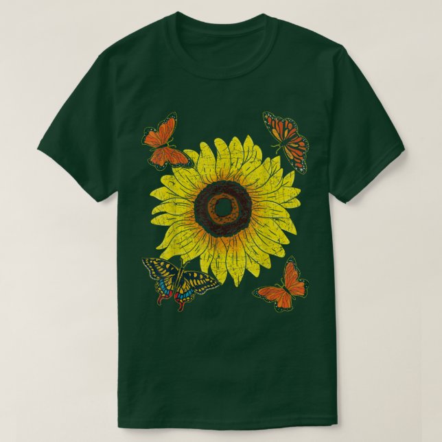Beautiful Sunflower Animal Lover Lepidopterist But T-Shirt (Design Front)