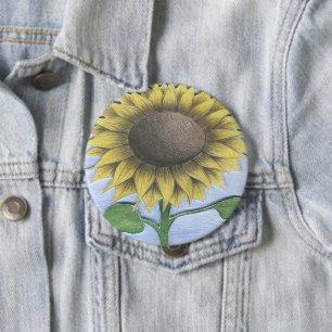 Beautiful Sunflower Drawing 10 Cm Round Badge
