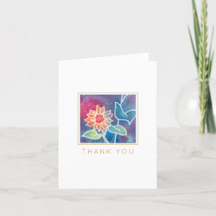Beautiful Sunflower Floral Watercolor Thank You Card