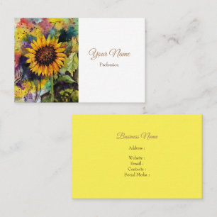 Beautiful Sunflower In Watercolor Business Card