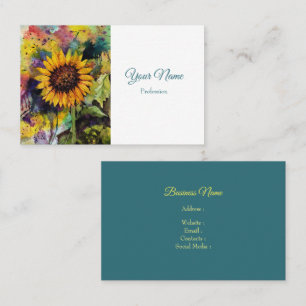 Beautiful Sunflower In Watercolor Business Card