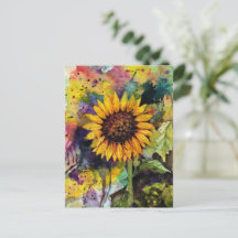 Beautiful Sunflower In Watercolor 