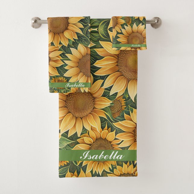 Beautiful Sunflower Modern Collection Bath Towel Set (Insitu)
