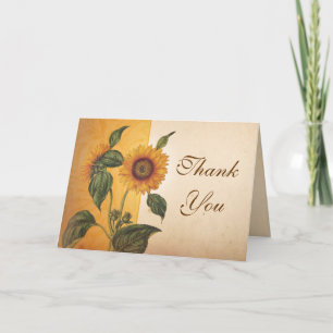 beautiful sunflower vintage thank you cards
