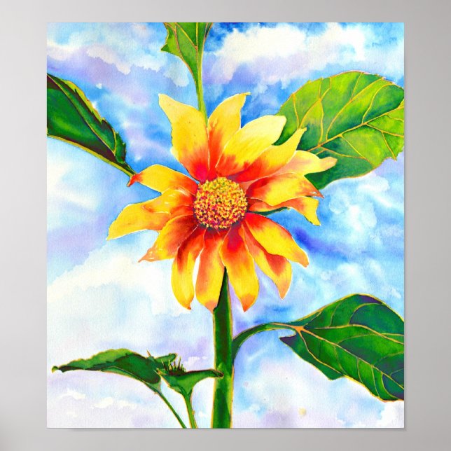 Beautiful Sunflower watercolor painting  Poster (Front)