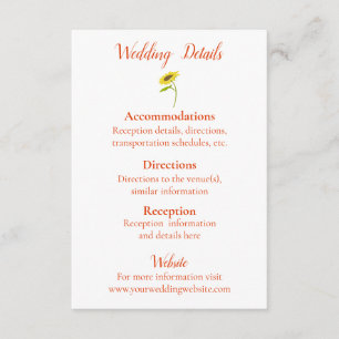 Beautiful Sunflower Wedding Enclosure Card
